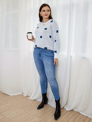  Floral Pattern Long Sleeve Pullover Jumper