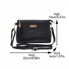 Crocodile Pattern Crossbody Bag PU Shoulder Bag Women's Handbag