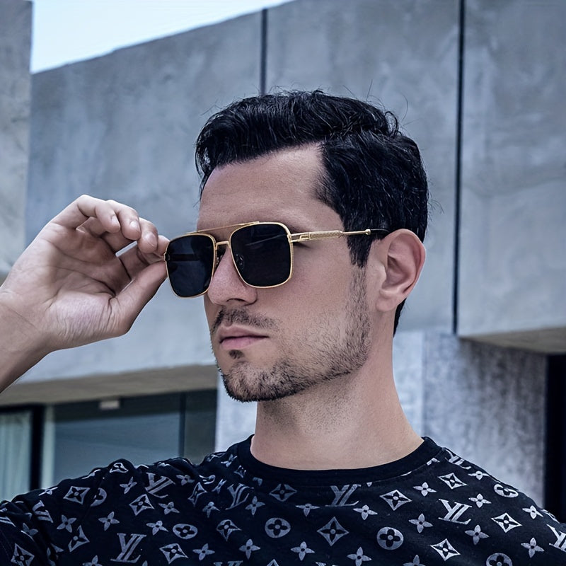 Men's Metal Square Frame Sunglasses UV Protection for Cycling Fishing