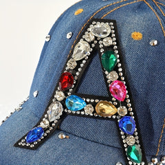 Y2K Rhinestone Baseball Cap Distressed Dad Hat for Women