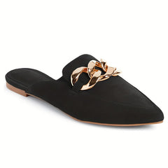Women's Chain Decor Mules Slip On Slides & Lightweight Shoes