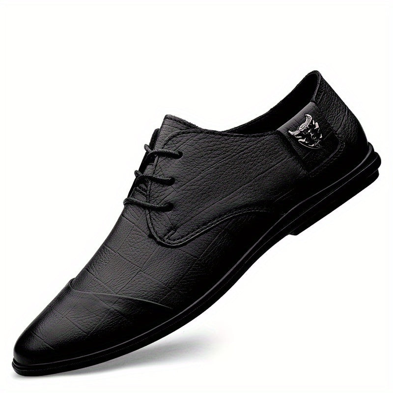 Men's Plaid Leather Derby Shoes for Wedding Business