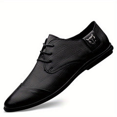 Men's Plaid Leather Derby Shoes for Wedding Business
