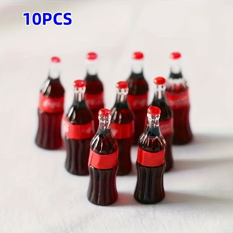 10pcs Mini Cola Bottle Resin Pendants Red & Clear Two Tone High Durable