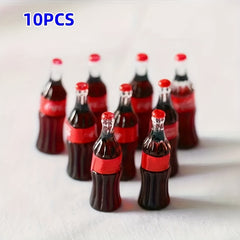 10pcs Mini Cola Bottle Resin Pendants Red & Clear Two Tone High Durable