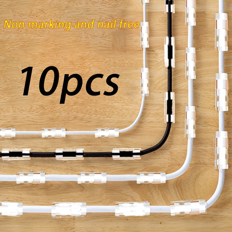 10pcs Self Adhesive Cable Clips For TV PC Wires Tidy Cable Management