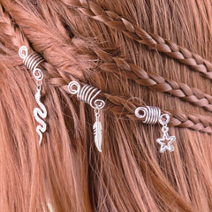 Alloy Spiral Hair Ring Star Leaf Tassel Dreadlock Hair Ring Boho Style Braids