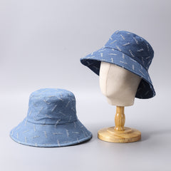 Distressed Denim Bucket Hat Lightweight Sunscreen Cloche Hats