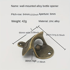 Vintage Beer Bottle Opener Wall Mount Antique Metal Hardware with Mount Screws