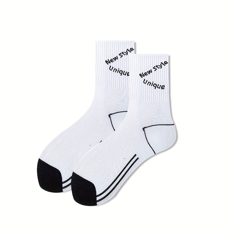 5 Pairs Letter Print Socks Comfy Mid Tube Socks Women's Stockings