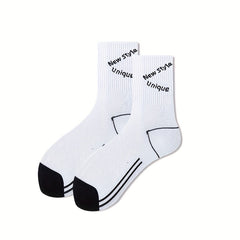 5 Pairs Letter Print Socks Comfy Mid Tube Socks Women's Stockings