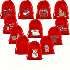 3pcs Christmas Drawstring Bags Christmas Gift Bags Random
