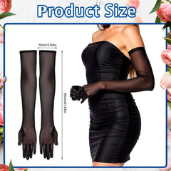 Women's Long Formal Gloves Sheer Mesh Party Wedding Prom Gala