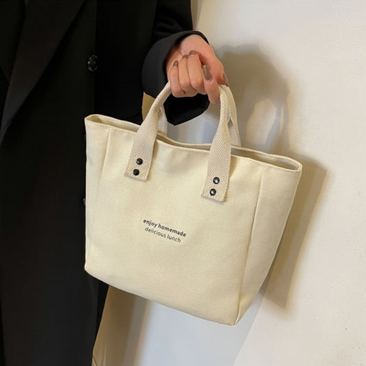 LATTBY Classic Canvas Tote Bag Durable Textile Material Solid Shoulder Bag