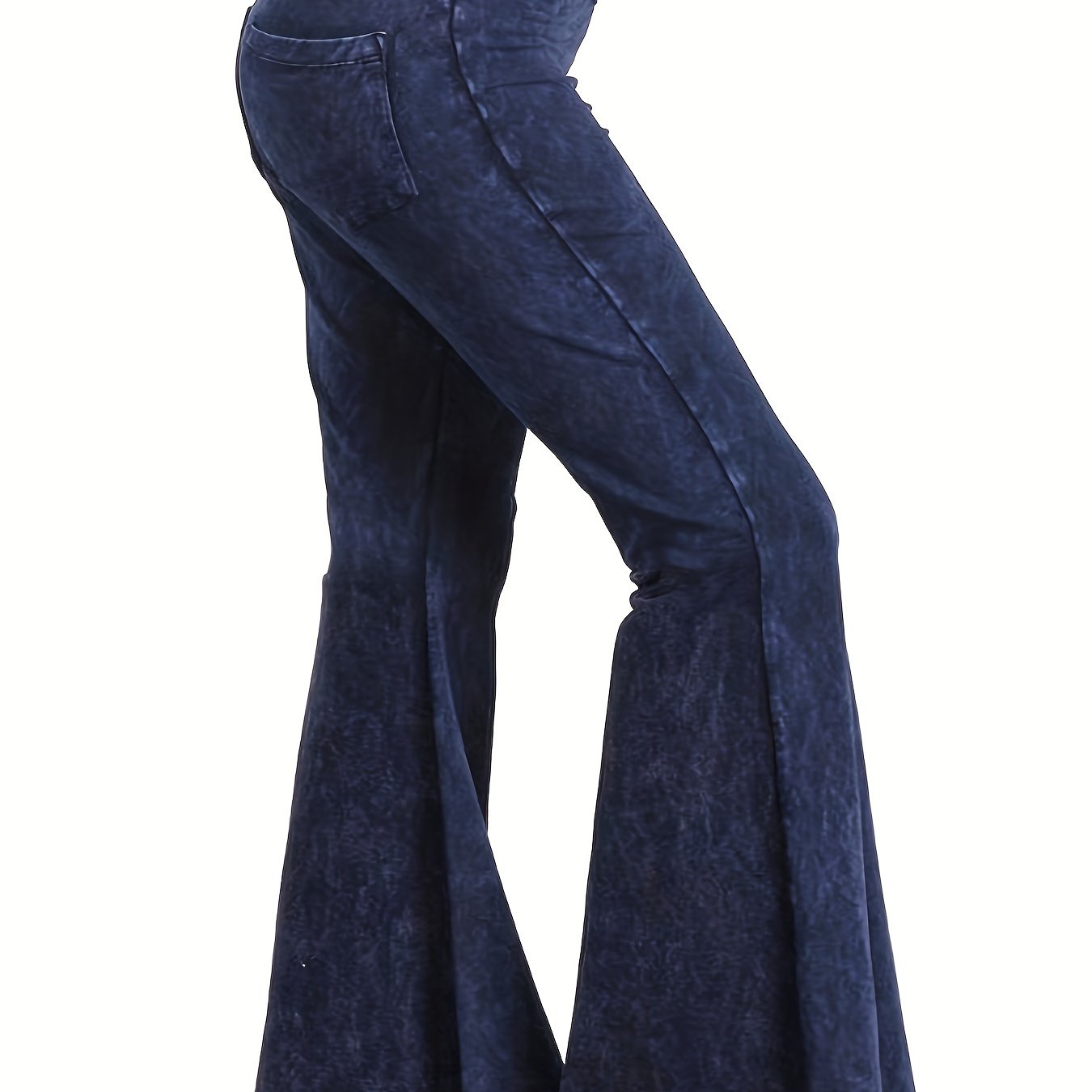  Denim Print Flare Leg Pants