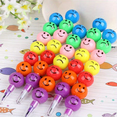 20pcs Crayons Cartoon Joyful Face Candy Gourd Vibrant Mixed Colors
