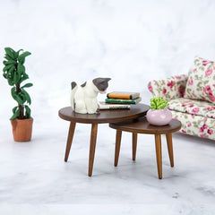 1:12 Scale OB11 Triangle Coffee Table & Desk Dark Brown Dollhouse Accessory