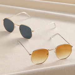 Square Metal Frame Sunglasses UV400 for Women Men Casual Anti Glare Glasses