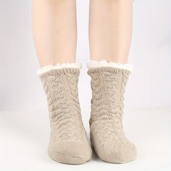 Plush Lined Knitted Socks Women's Stockings