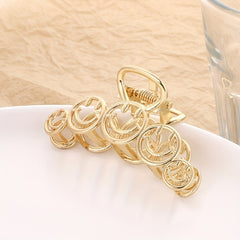 Vintage Smile Face Hair Claw Clip Strong Hold Alloy Hair Claw