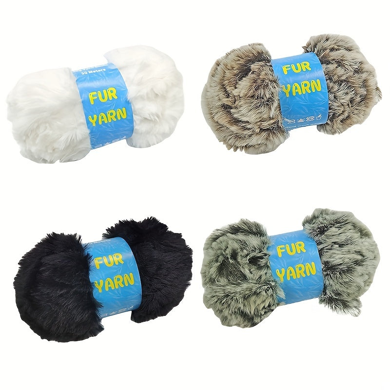 Soft Fluffy Faux Mink Fur Yarn for DIY Knitting, Crocheting - 50g