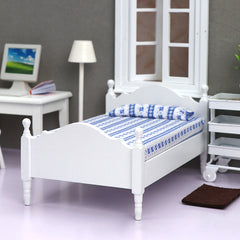 Charming Wooden Dollhouse Bed with Floral Pattern - Bunk Model for Kids
