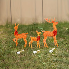 3pcs Lighted Deer Decorations Outdoor Reindeer Ornaments Christmas Glowing Deer