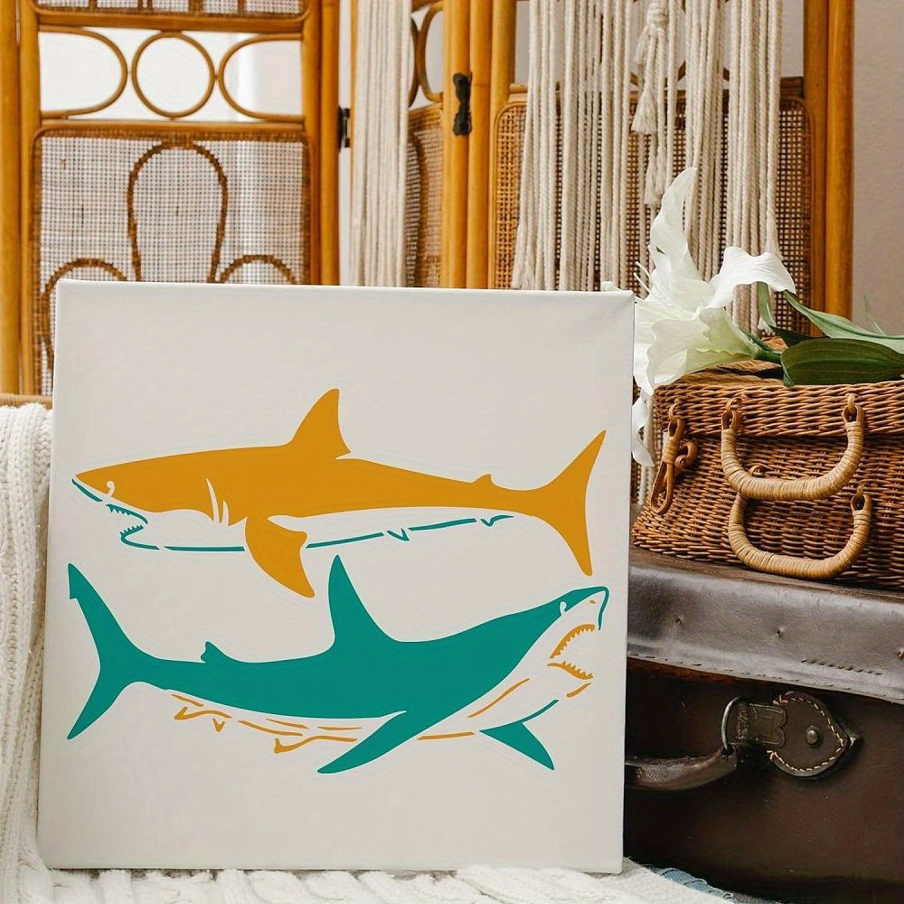 Reusable Shark Drawing Stencil Sea Animal Painting Stencils