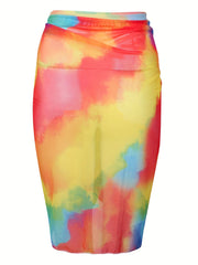  Tie Dye Wrap Beach Cover Up Skirt
