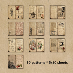 Vintage Style DIY Scrapbooking Paper 50 sheets