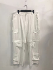  Solid High Rise Wide Leg Cargo Trousers