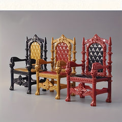 1:12 Scale Royal Throne Chair - Golden and Red