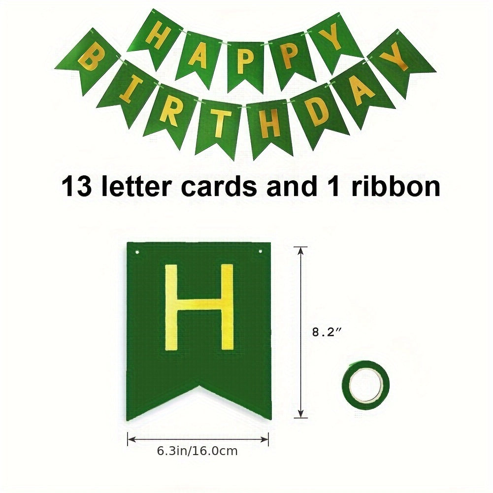 Green Birthday Decorations Happy Birthday Banner Metallic Fringe Curtains