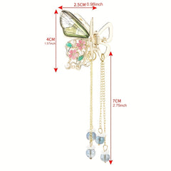 Rhinestone Butterfly Tassel Hair Claw Clip Bow Hairclip