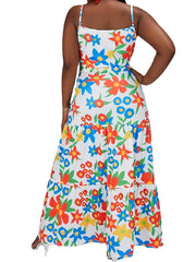  Retro Floral Print Maxi Dress