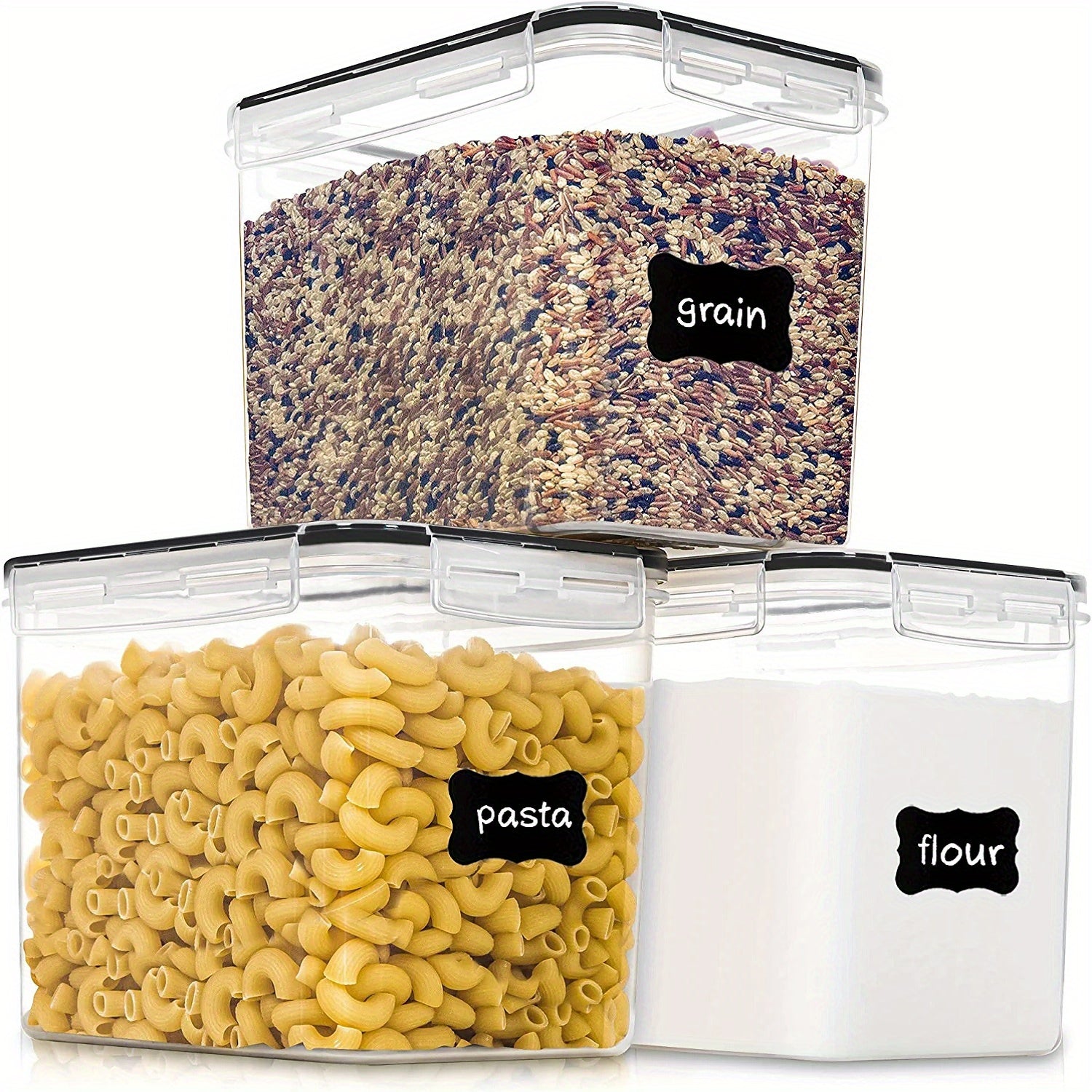 3PCS Medium Food Storage Containers with Lids Airtight BPA Plastic Canisters