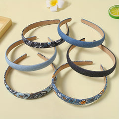 Boho Denim Headband Paisley Print Retro Style Head Hoop Women Girls Hair