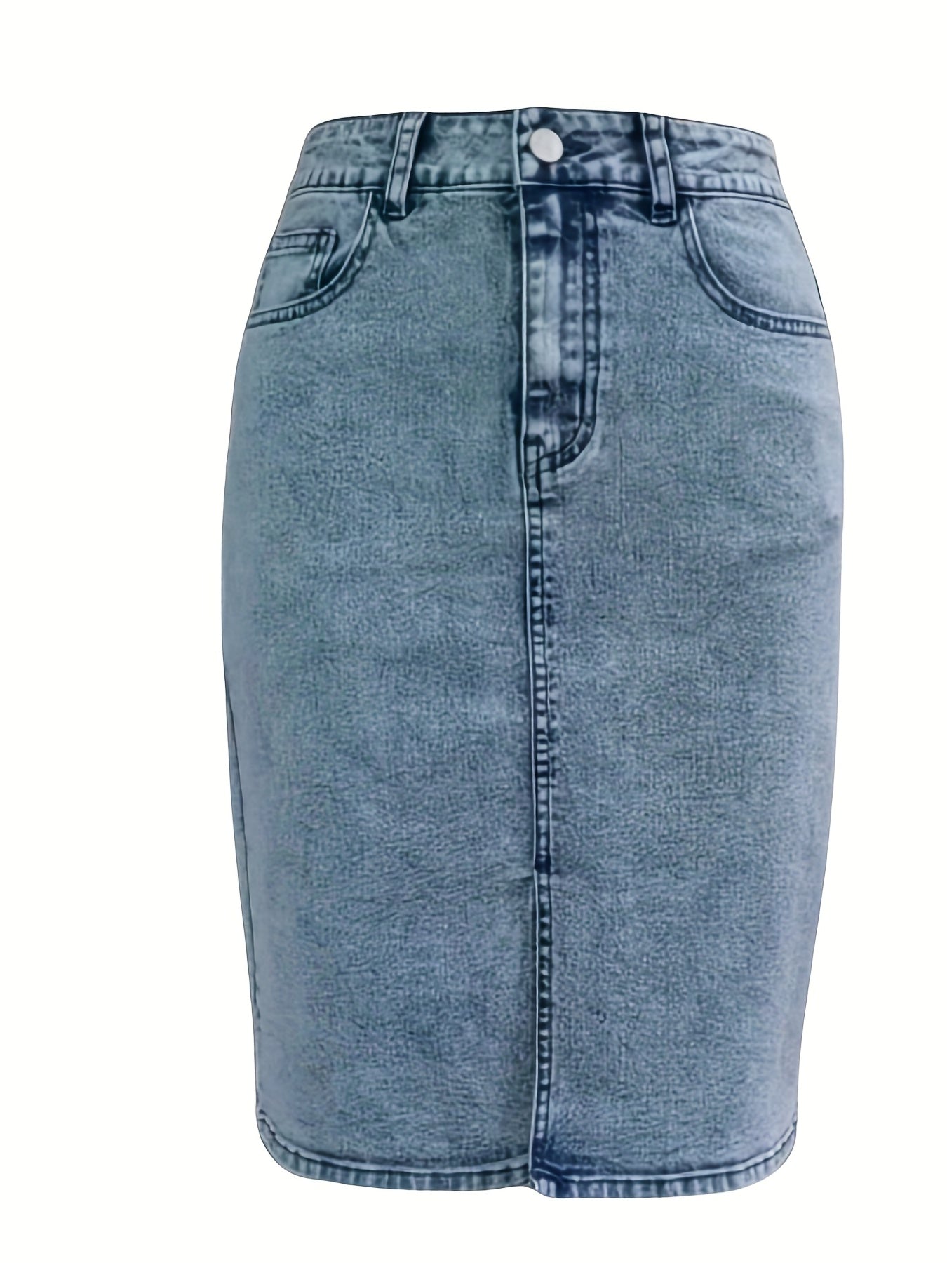 High Stretch Denim Skirt with Split Pockets