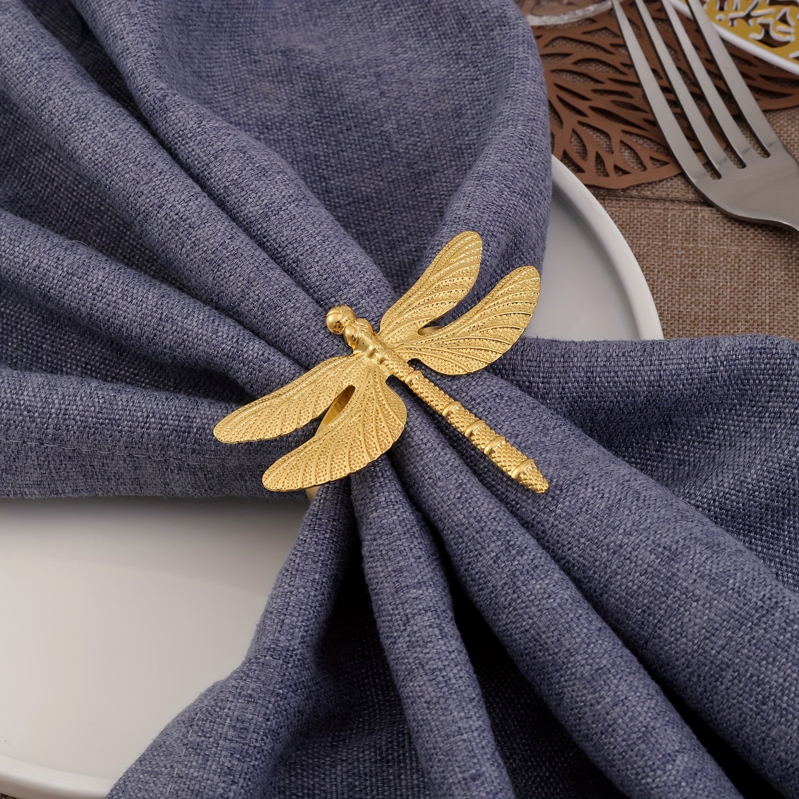 6pcs Modern Dragonfly Napkin Rings for Table Decoration