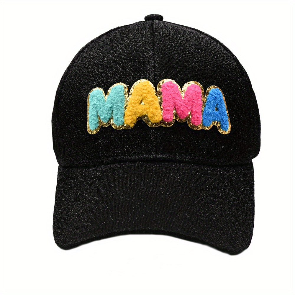 MAMA Patch Glitter Baseball Cap - Adjustable Dad Hat for Women