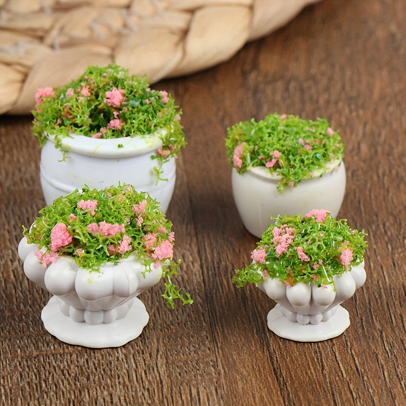 2pcs Green Plant Bonsai Flower Pots Dollhouse Furniture Accessories