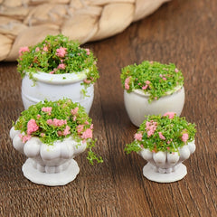 2pcs Green Plant Bonsai Flower Pots Dollhouse Furniture Accessories