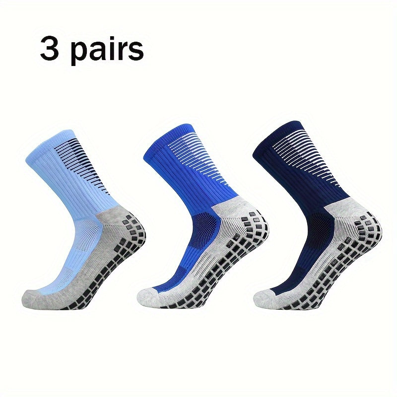 3 Pairs Non Slip Football Socks for Men Sport Socks Running Basketball Crew