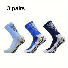 3 Pairs Non Slip Football Socks for Men Sport Socks Running Basketball Crew