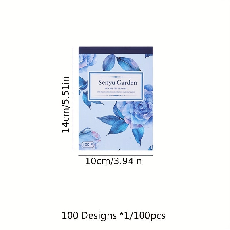 100 Sheets Garden Handbook Material Book Retro Flower Stickers