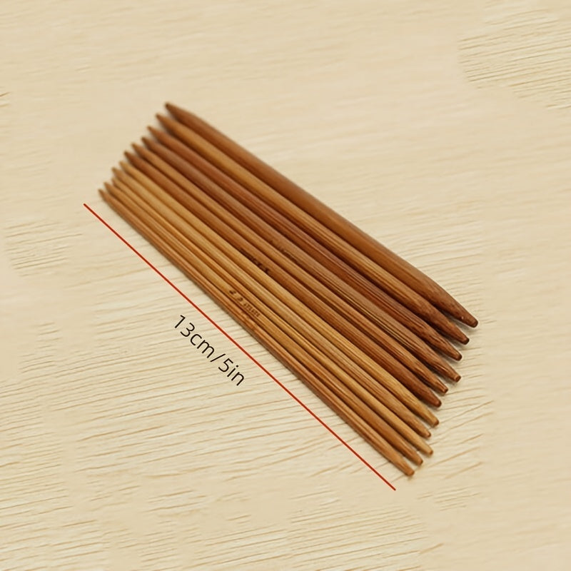 55pcs Double Pointed Carbonized Bamboo Knitting Crochet Needle Set