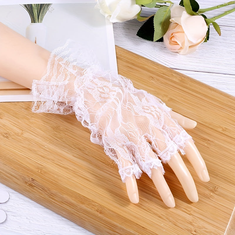 Lace Mesh Half Finger Gloves for Wedding Party