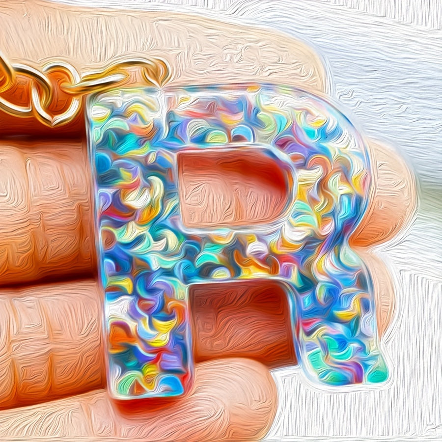 Initial Letter Keychain Resin English Letter Key Chain Pendant Plush Ball