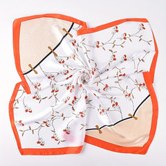 Flower Print Bandana Classic Silk Square Scarf Necke...