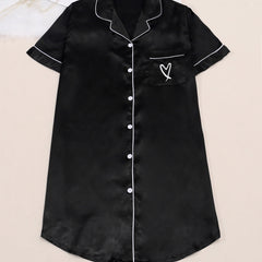  Satin Trim Short Sleeve Sleep Dress